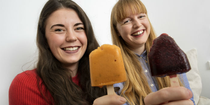 Johanne Parelius and Julie Storm Høgsbro with their ice cream made from Scandinavian seaweed, berries, and fruit. Photo: Mikal Schlosser
