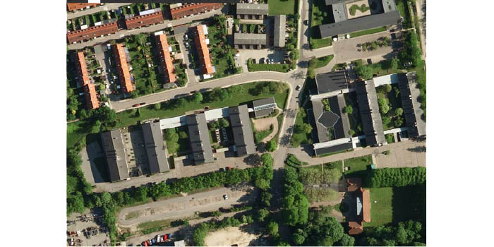 Luftfoto af DTU Fødevareinstituttets bygninger i Mørkhøj