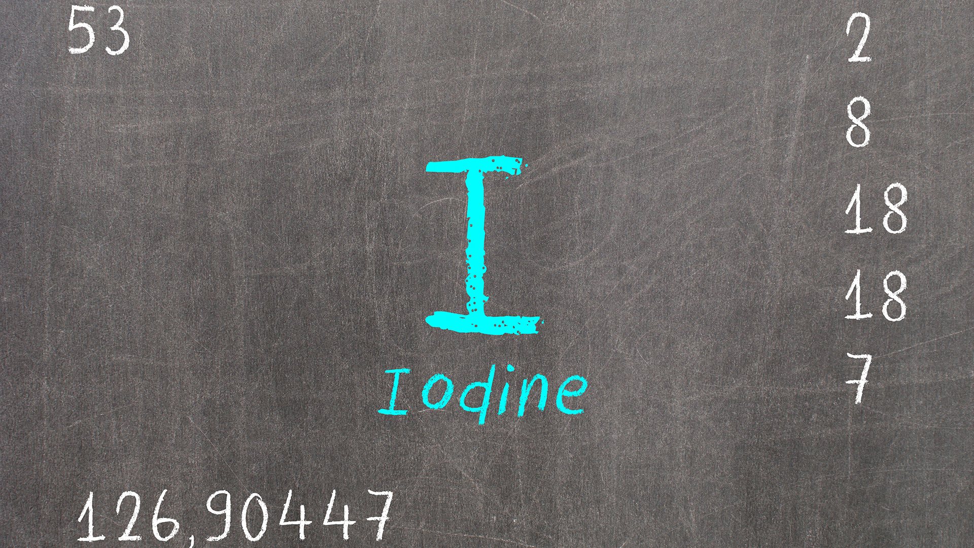 Isolated blackboard with periodic table, Iodine