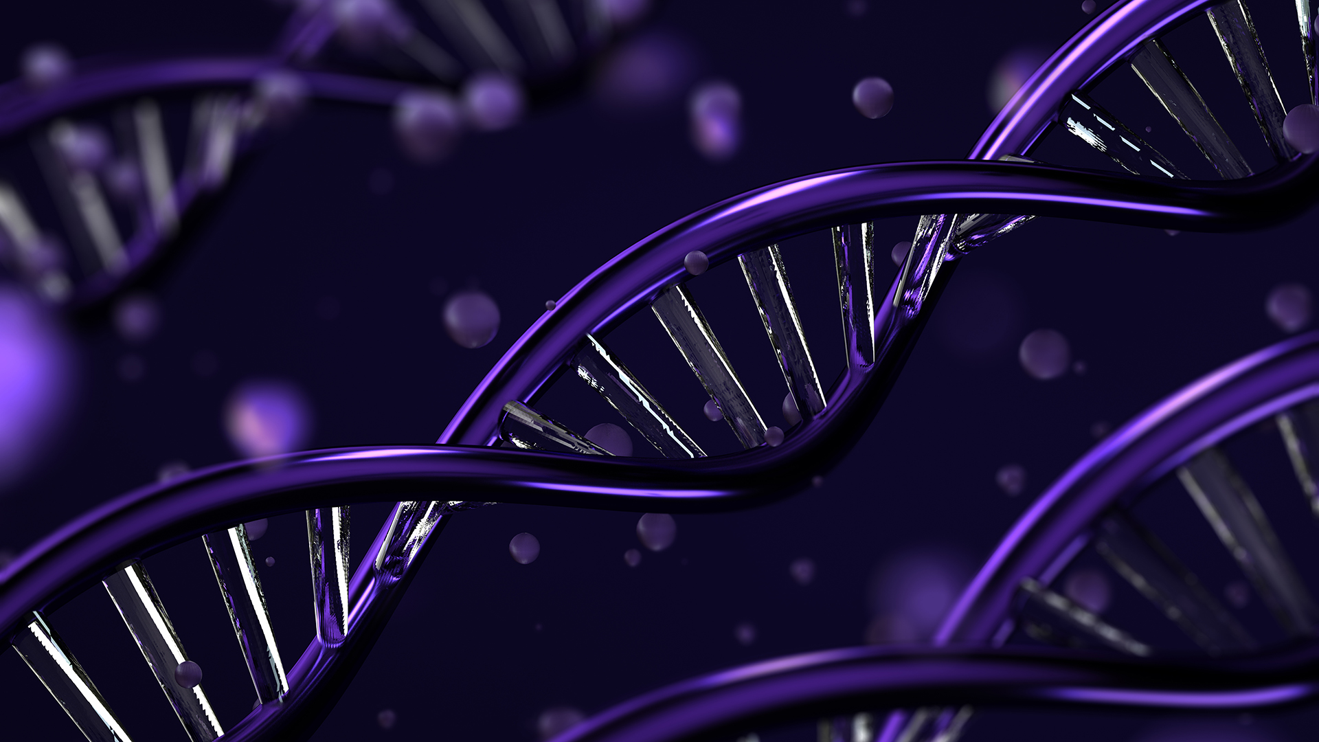 image of a purple DNA string
