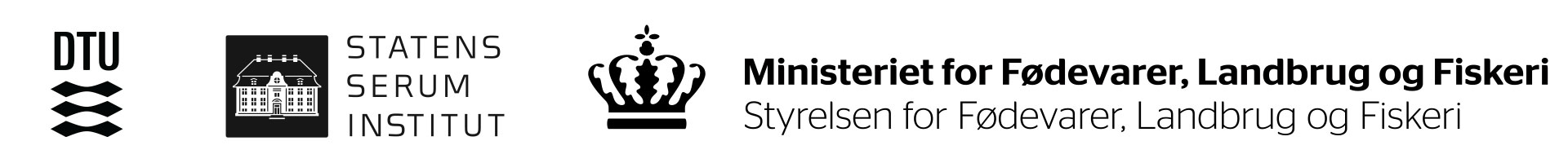 Logoer for DTU, Statens Serum Institut og Styrelsen for Fødevarer, Landbrug og Fiskeri